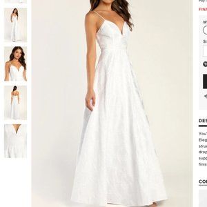 NWT Lulus Elegant Energy White Jacquard Maxi Dress Bridal